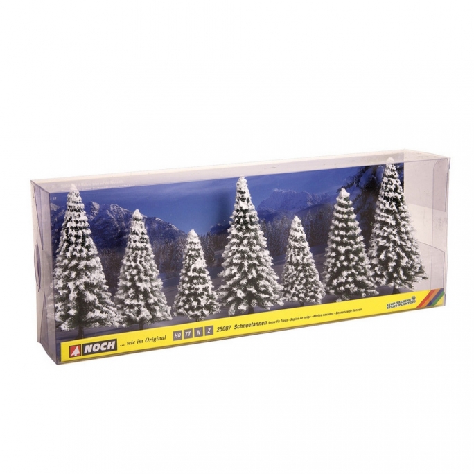 7 Sapins enneigés 8 - 12 cm de haut-HO 1/87-NOCH 25087