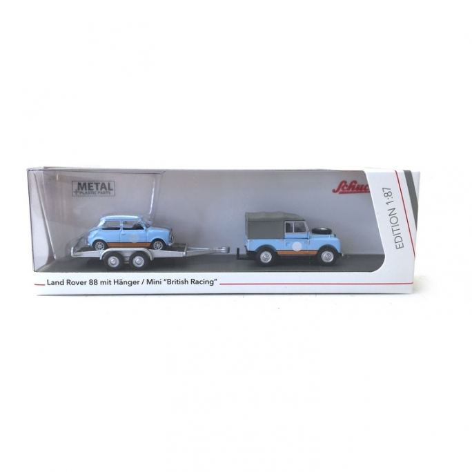 Land Rover 88 + Remorque Mini Racing-HO 1/87-SCHUCO 452659500