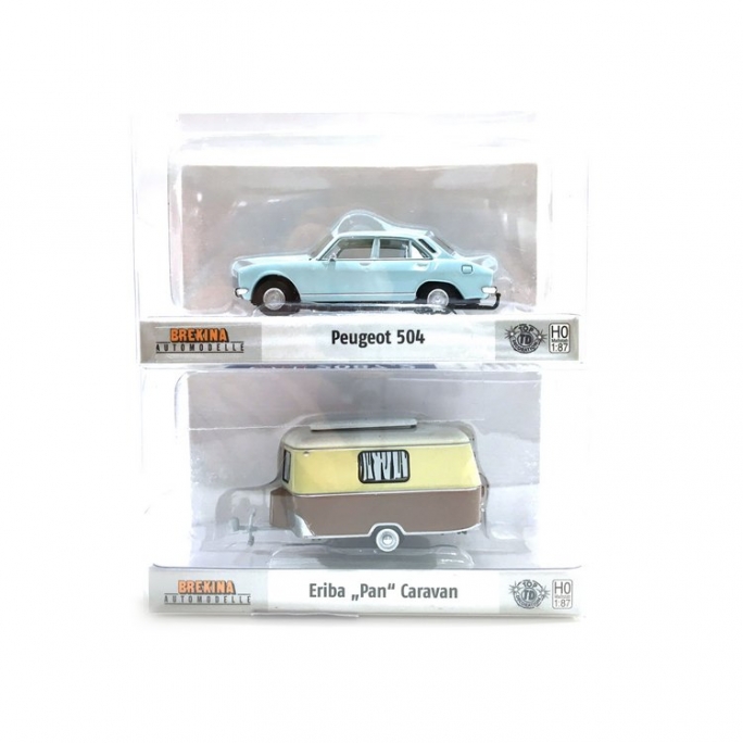 Peugeot 504 + Caravane Eriba-HO 1/87-SAI 2089