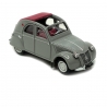 Citroën 2 CV AZLP 1958 grise, capote grenat ouverte -HO 1/87-SAI 6012