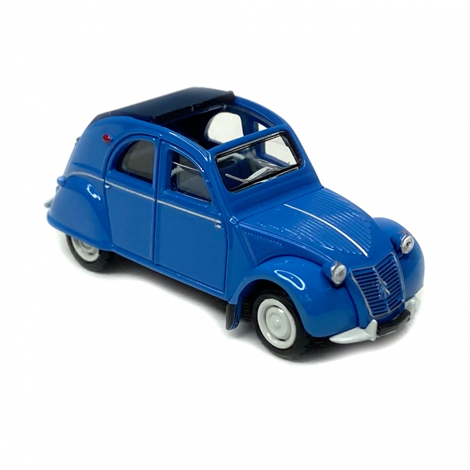 Citroën 2 CV AZLP 1958 bleu glacier, capote bleu foncé ouverte -HO 1/87-SAI 6013