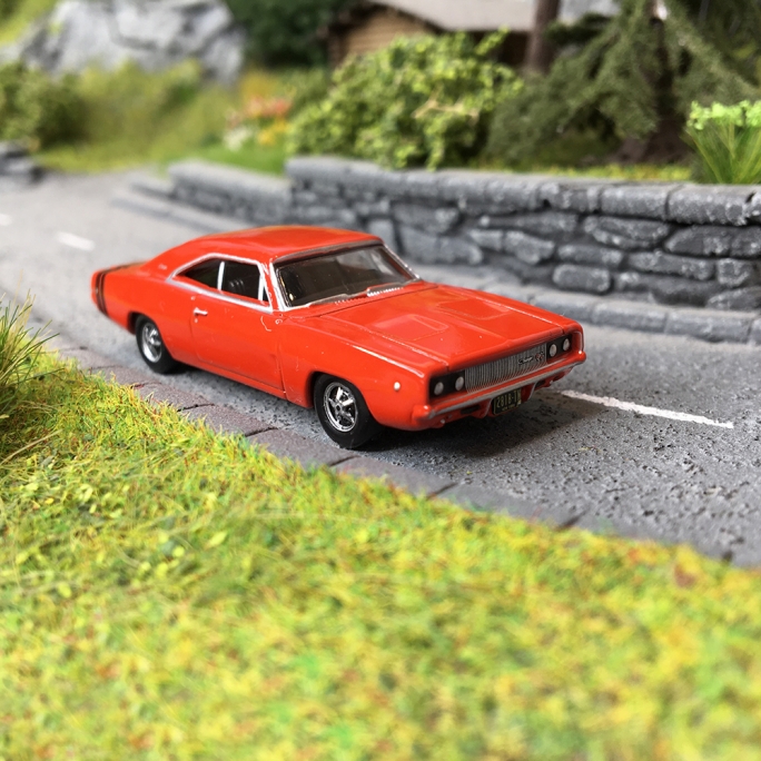 Dodge Charger 1968 Orange / Noire-HO-1/87-OXFORD 29436