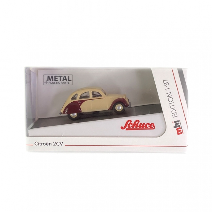 Citroën 2CV, 2 couleurs crème bordeaux  - SCHUCO 452665901 - HO 1/87