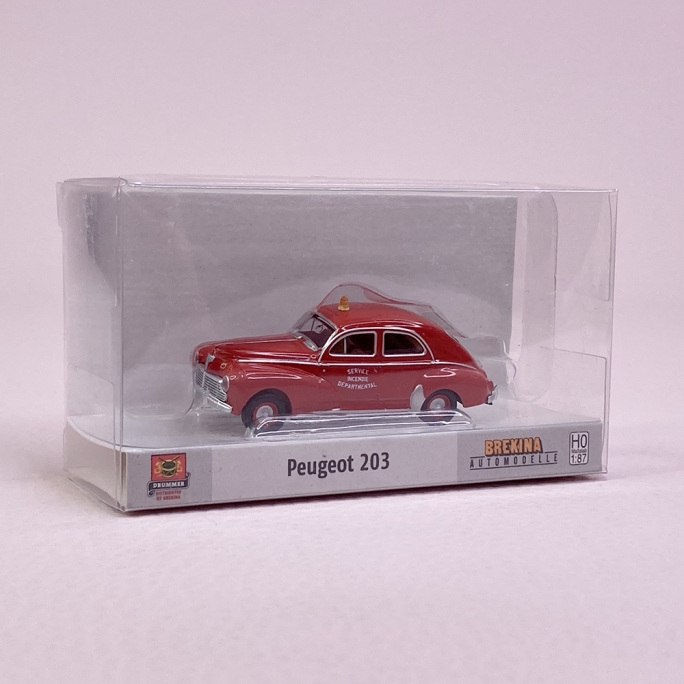 Peugeot 203 Pompiers S.I.D. - BREKINA / DRUMMER 92983 - HO 1/87