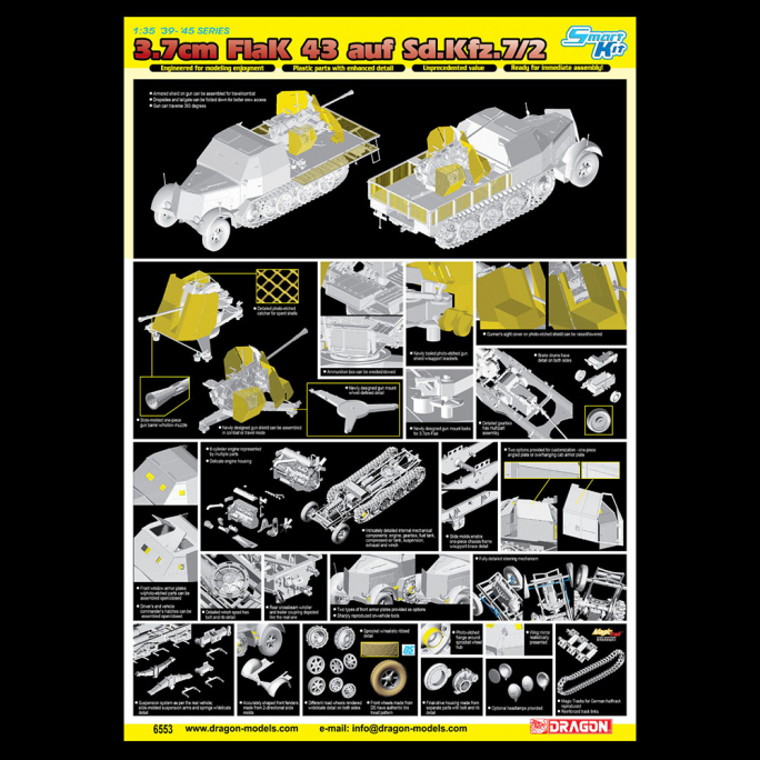 Semi Chenilles Sd.Kfz.7 + Canon antiaérien 3.7cm Flak 43 - DRAGON 6553 - 1/35