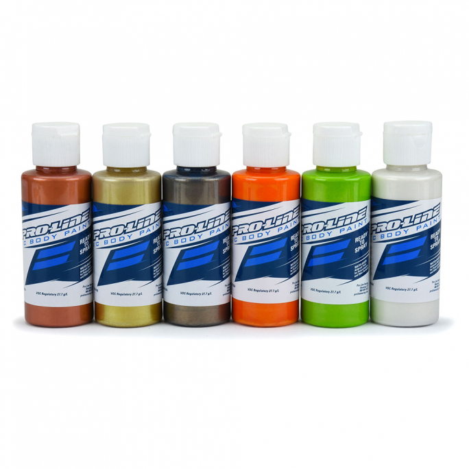 Peintures Aérographe, Carrosseries RC, Couleurs Nacrées (x6), 60ml - Pro Line 632302