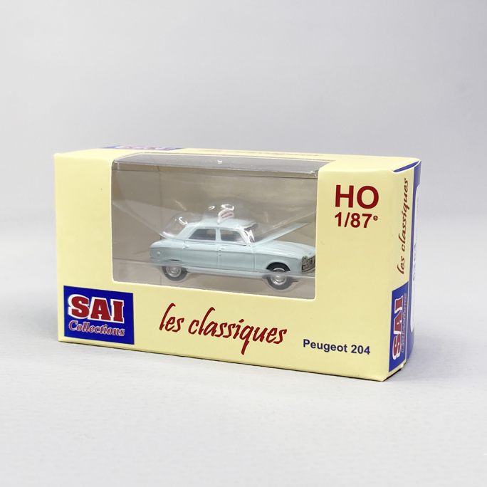 Peugeot 204 Bleu Pastel, Auto Ecole - SAI 6263 - HO 1/87