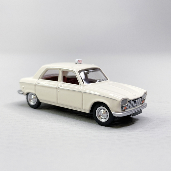 Peugeot 204 Blanc Courchevel, Taxi - SAI 6260 - HO 1/87