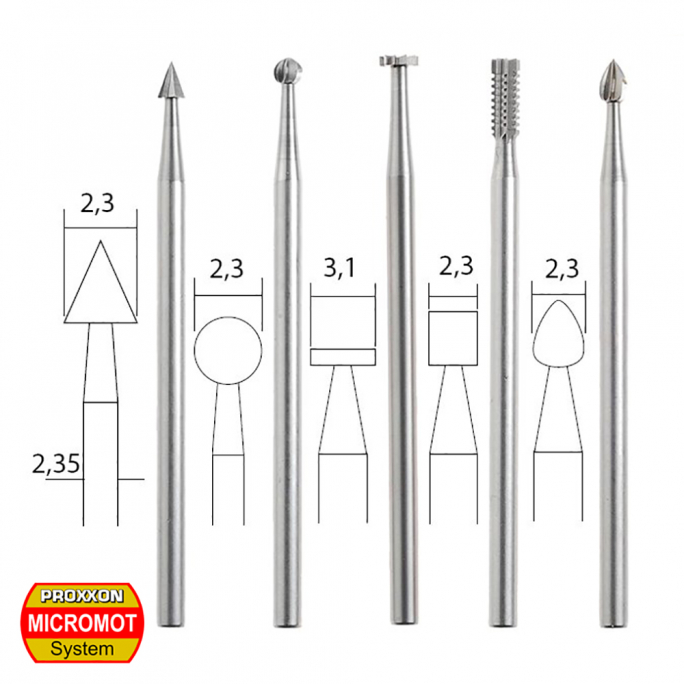 Embouts de fraise "wolfram-vanadium" (x5) - PROXXON 28710