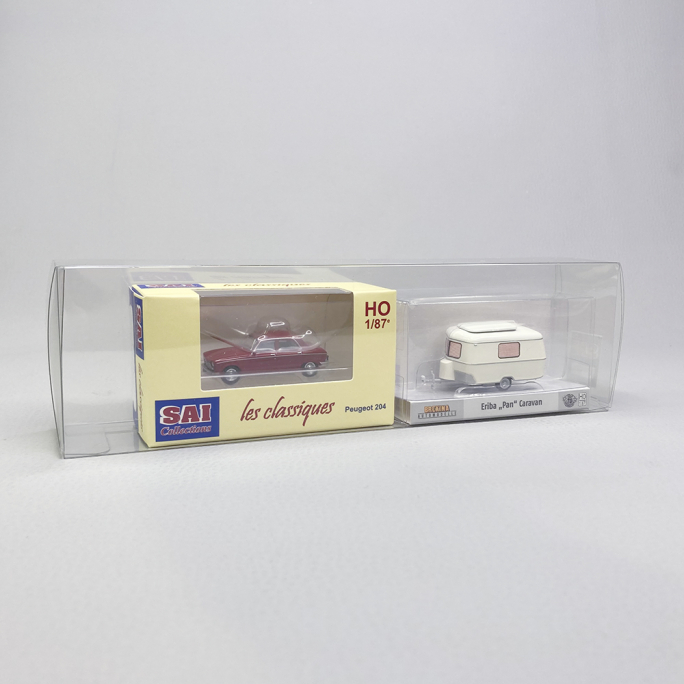 Peugeot 204 + Caravane Eriba - SAI 6259 - HO 1/87