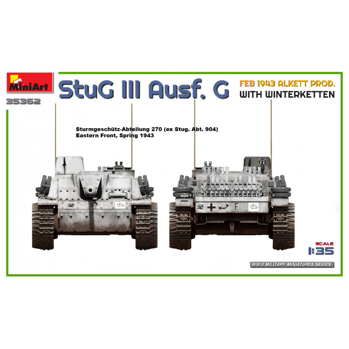 Tank StuG III Ausf. G, 1943, Chenilles hiver - MINIART 35362 - 1/35