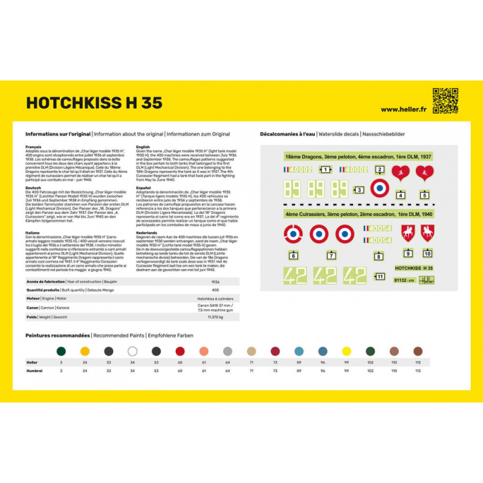 Char, Tank Hotchkiss H35 - HELLER 81132 - 1/35