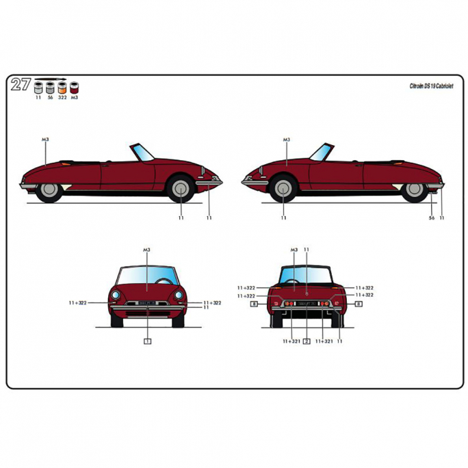 Cabriolet Citroën DS 19 - HELLER 80796 - 1/16