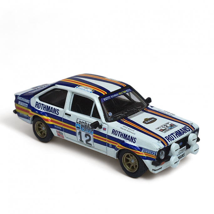 Ford Escort RS 1800 n°12 Rallye RAC Lombard Airikkala, Blanc bandes 3 couleurs - Brekina 19590 - 1/87