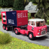 Camion Scania LB76 semi-remorque porte conteneurs, Rose et Bleu - Herpa 87MBS026123  - 1/87