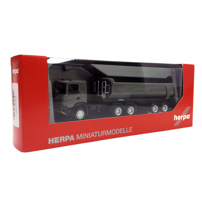 Camion Scania CG17 semi remorque benne, Gris - Herpa 316248 - 1/87