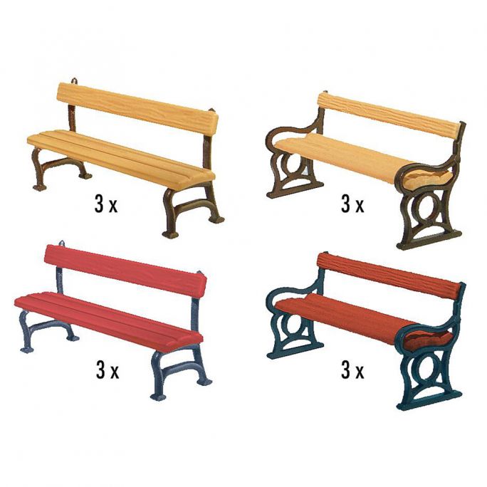 Set 12 bancs de jardin-HO-1/87-FALLER 180443