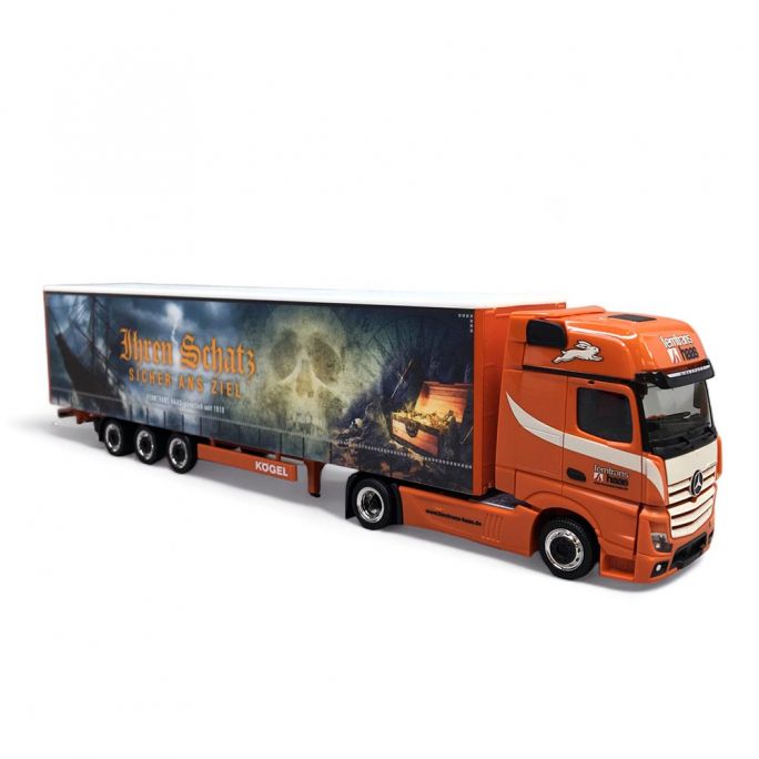 Semi-remorque Mercedes Benz Actros L Lowliner, Orange - Herpa 317450- 1/87