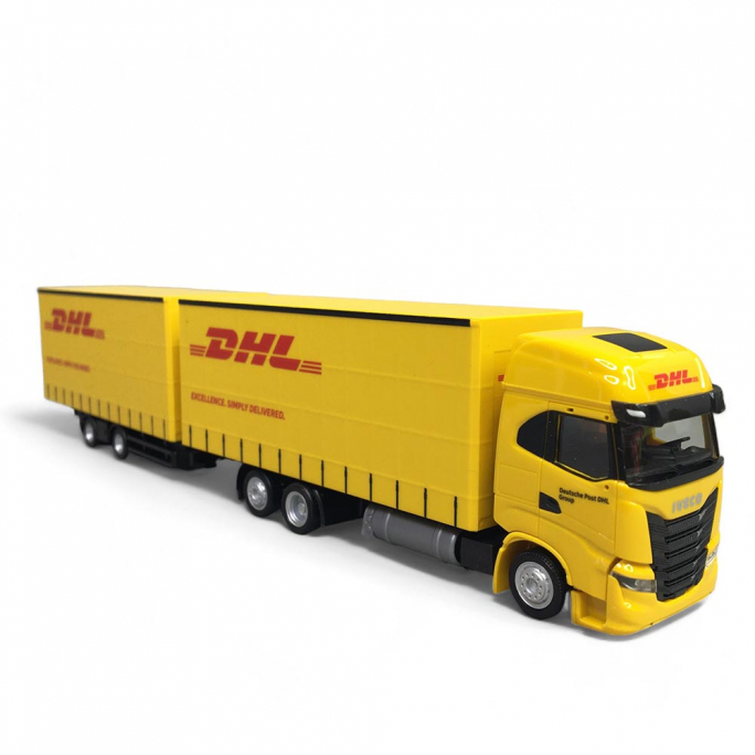 Camion remorque volumétrique Iveco S-way GNL DHL, Jaune - Herpa 315890 - 1/87