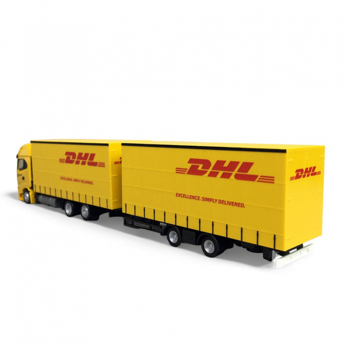 Camion remorque volumétrique Iveco S-way GNL DHL, Jaune - Herpa 315890 - 1/87