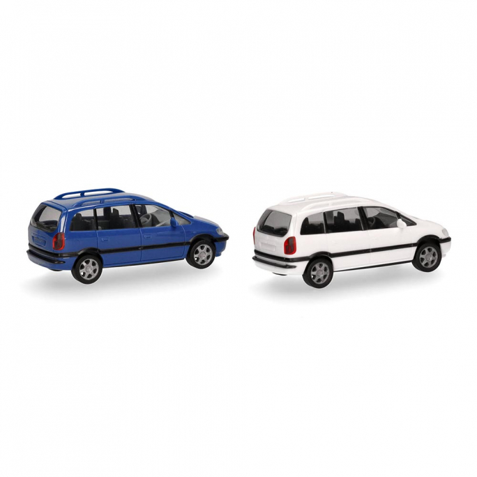 Opel Zafira (x2) MINIKIT, Blanc et Bleu - Herpa 013932 - 1/87