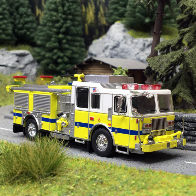 Camion de pompiers seagrave marauder II, Jaune et Blanc - Pcx87 0687 - 1/87