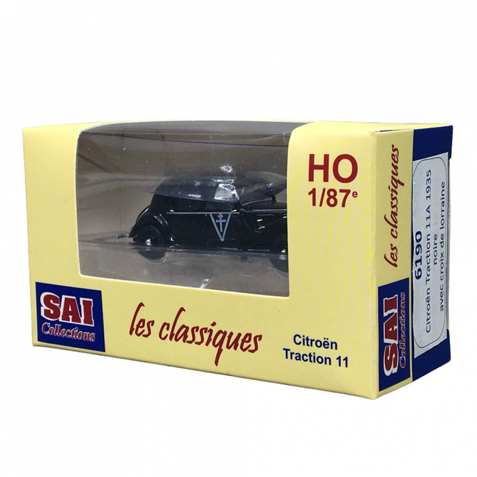 Citroen traction 11A, 1935, Noire avec croix de Lorraine - SAI6190 - HO 1/87