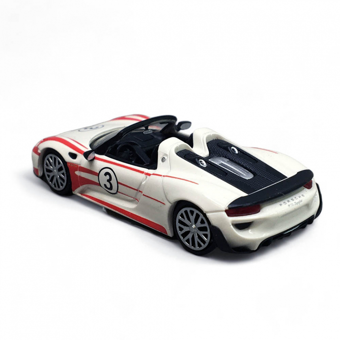 Porsche 918 Spyder, Blanc avec bandes rouges - Minichamps 870062137 - HO 1/87