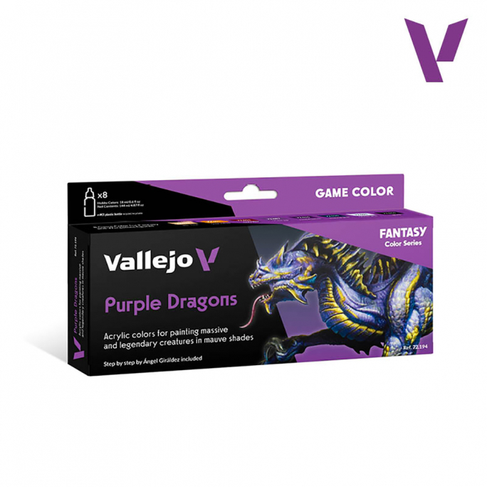 Set Game color Dragons violet, Peintures Acryliques, 8 x 18 ml - VALLEJO 72194