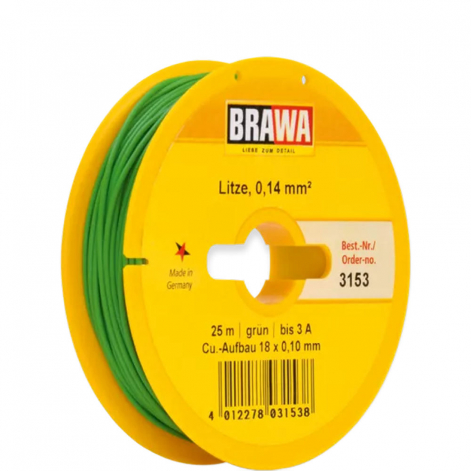 Câble 0,14 mm², Vert, 25 m - BRAWA 3153