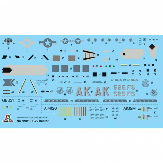 Lockheed Martin F22 Raptor - Ensemble complet pour modélisation - Kit de démarrage  - ITALERI 72011 - 1/72