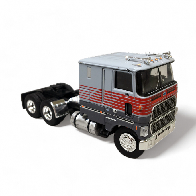 Camion, tracteur Ford CLT 9000, Gris, Gris foncé & Rouge - Brekina 85856 - HO 1/87