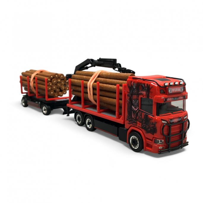 Scania CR20 HD - Remorque de transport de bois (avec charge) « Worm Transporte » - HERPA 317443 - HO 1/87