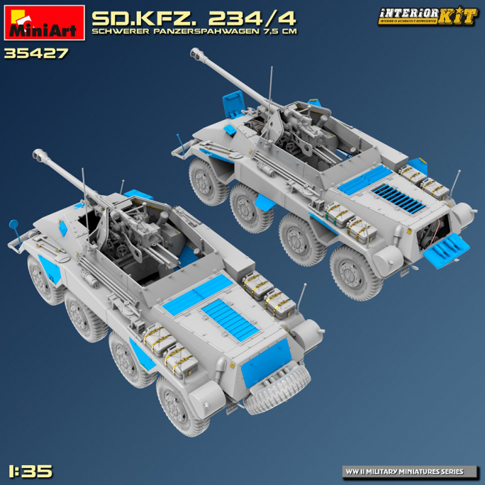 Sd.Kfz. 234/4 Schwerer Panzerpâhwagen 7,5 cm. Kit Intérieur, WW II Military Miniatures Series - MINIART 35427 - 1/35