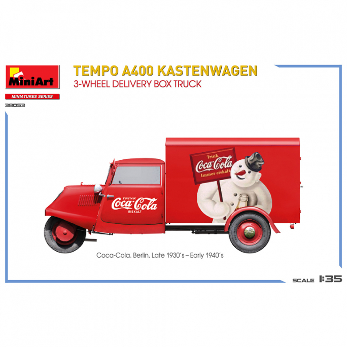 Camion de livraison à 3 roues tempo A400 kastenwagen, Miniatures Series - MINIART 38053 - 1/35