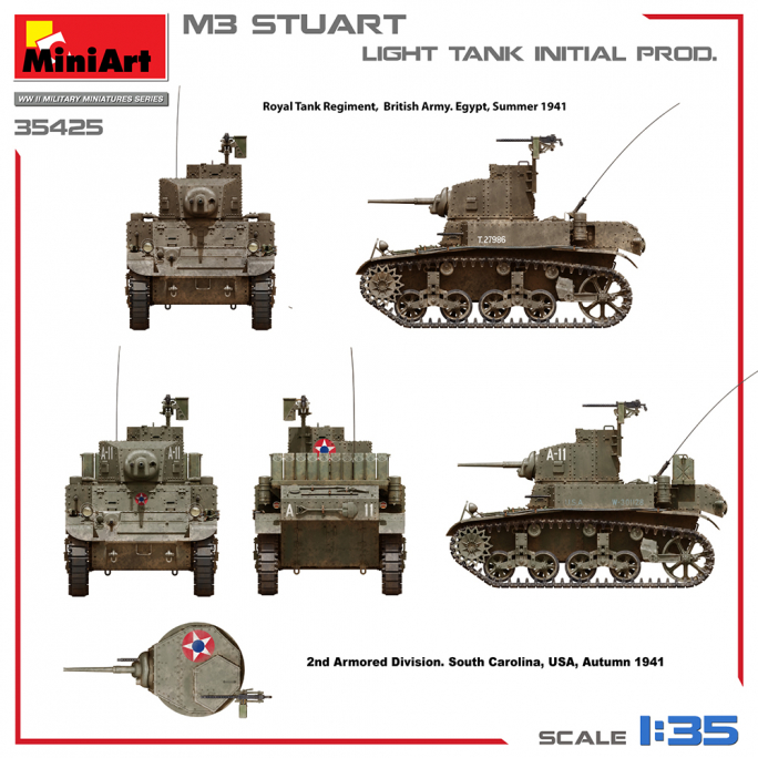 Char Léger M3 Stuart Initiale, WW II Military Miniatures Series - MINIART 35425 - 1/35