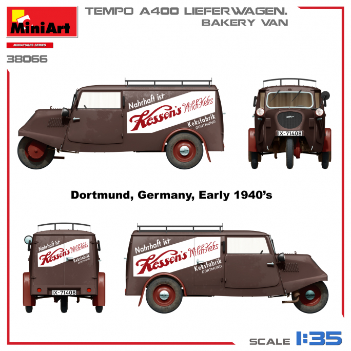 Tempo A400 Lieferwagen Fourgon de Boulangerie - Miniature Series - MINIART 38066