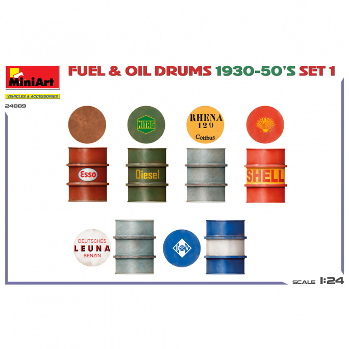 Ensemble de fûts à carburant et à huile des années 1930-50 1. type allemand - MINIART 24009 - 1:24