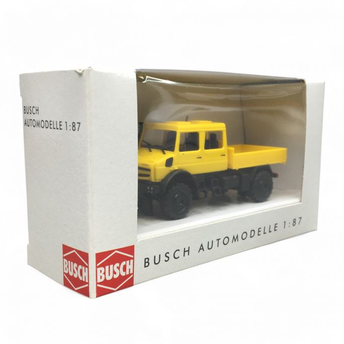 Mercedes-Benz Unimog U 5023 / double cabine, Jaune - Busch 51080 - HO 1/87