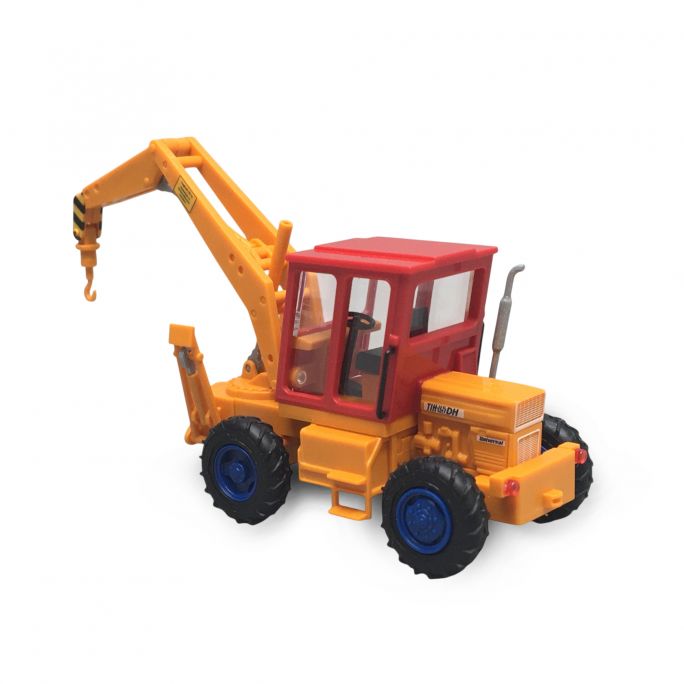 Tracteur TIH 445 avec crochet de grue, Orange & Rouge - BUSCH 54401 - HO 1/87