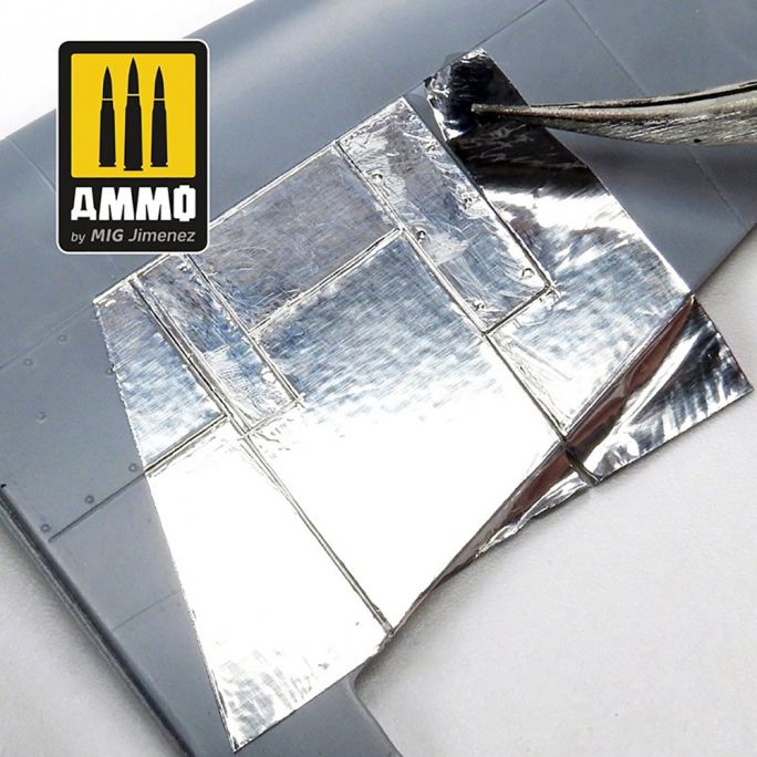 5 feuilles d'aluminium adhésives 280x195mm - AMMO 8247