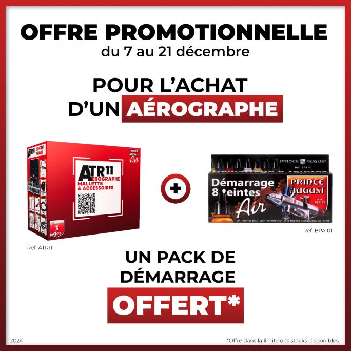 Offre Promotionnelle Prince August - Coffret Aérographe Travel Ultra Polyvalent - Prince August ATR11+ Démarrage 8 teintes BPA