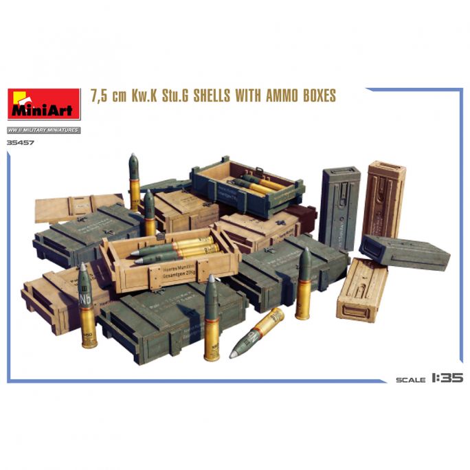 Boites de munition 7,5cm Kw.K Stu.G - Miniart 35457 - 1/35