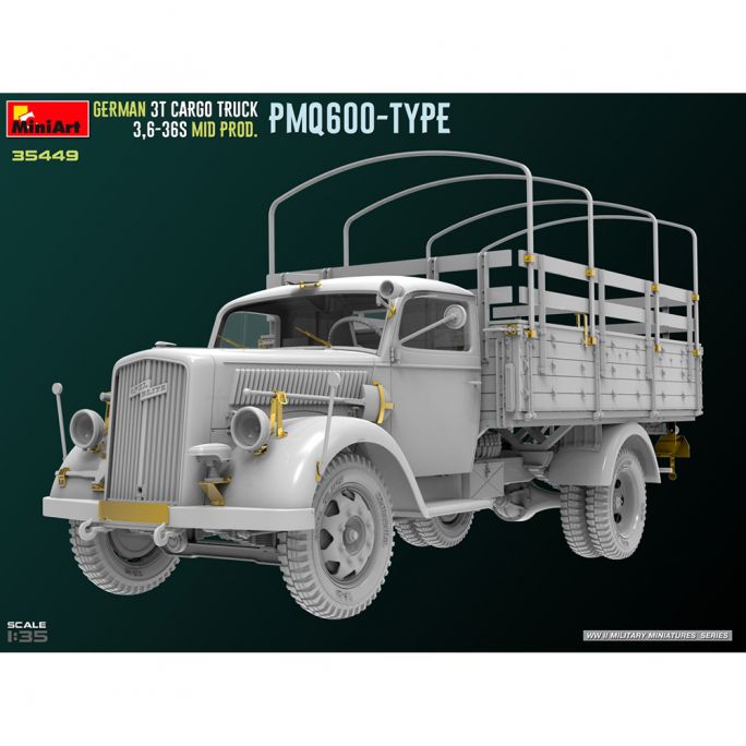 Camion de transport Allemand 3t, 3,6-36s Mid prod. PMQ600-type - Miniart 35449 - 1/35