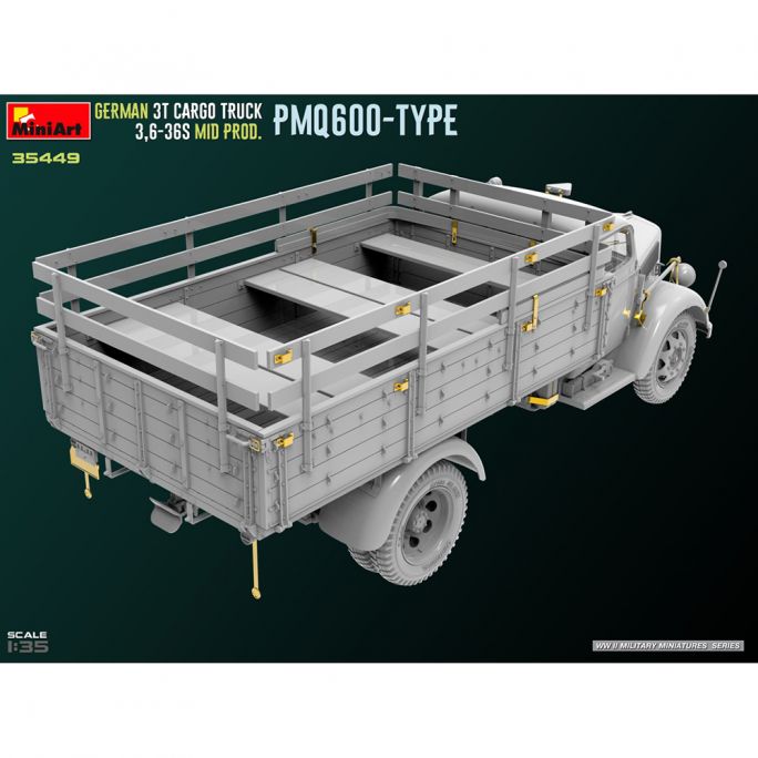 Camion de transport Allemand 3t, 3,6-36s Mid prod. PMQ600-type - Miniart 35449 - 1/35