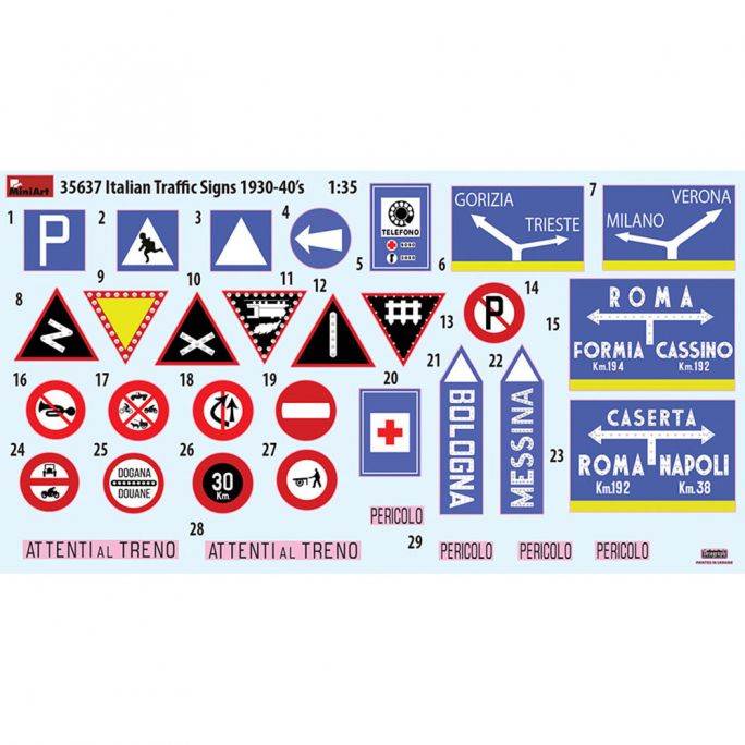 Panneau de signalisation Italien 1930-40 - Miniart 35637 - 1/35