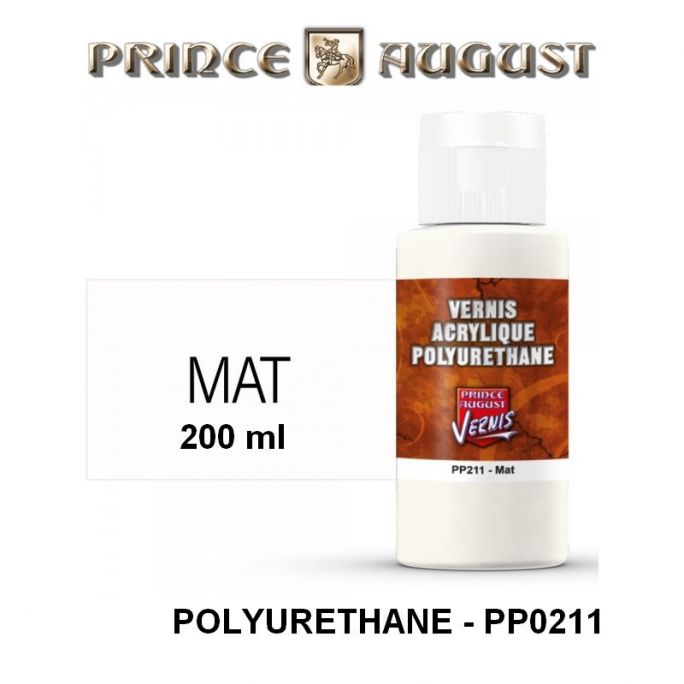 Vernis Acrylique polyurethane, 200ml, Mat - Prince August PP0211