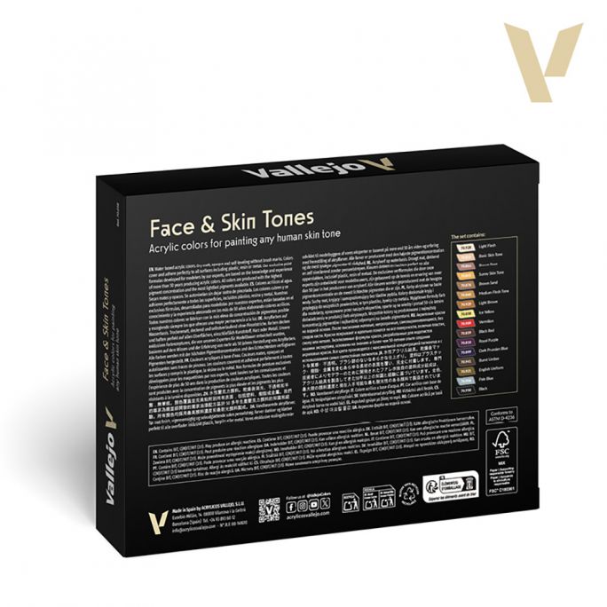 Figure Color Series, 16x18ml - Face & Skin Tones - Vallejo 70.258