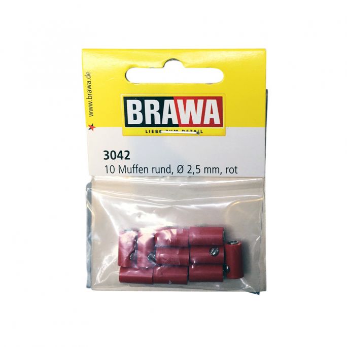 Douille ronde, ∅ 2,5 mm, Rouge - Brawa 3042