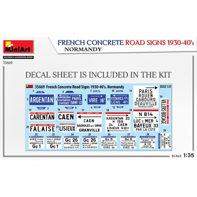 Panneaux français de rue en béton, Normandie, années 1930/1940 - MINIART 35669 - 1/35
